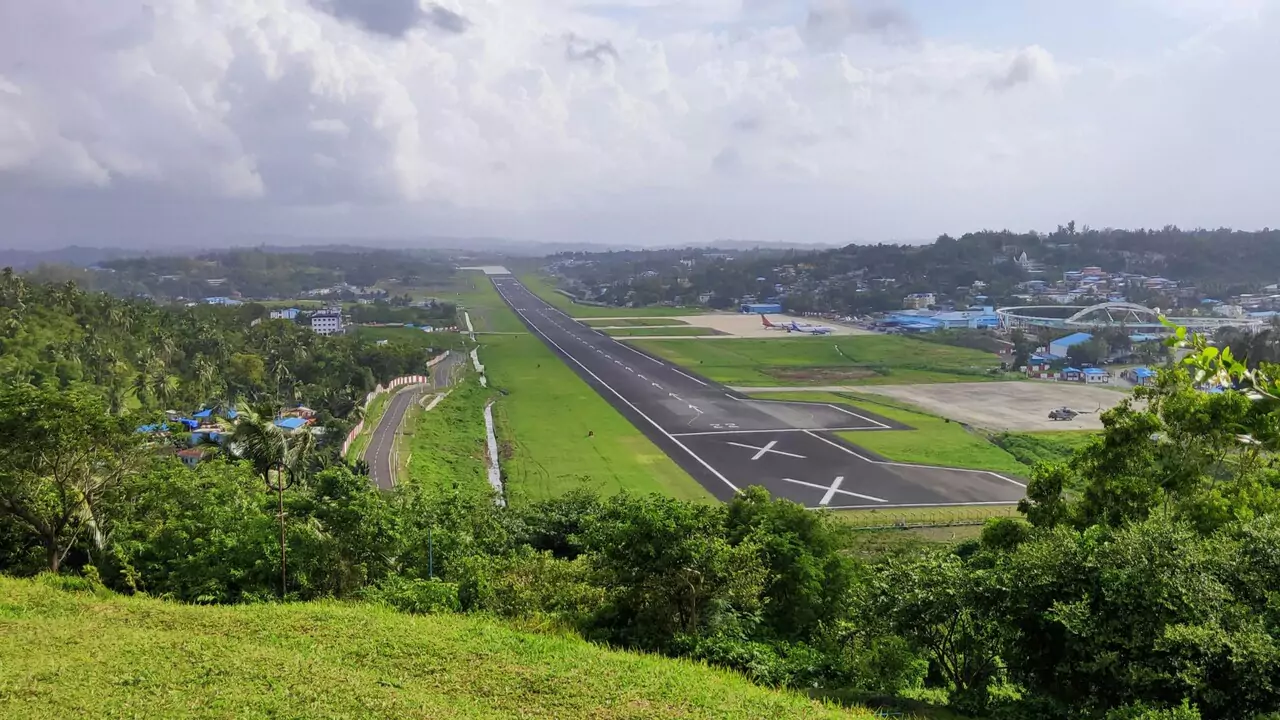 A view of a runway strip of the airport in andaman island.