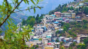 aerial view of a small town in mussoorie
