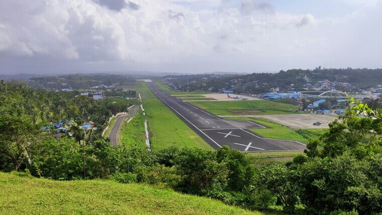 A view of a runway strip of the airport in andaman island.