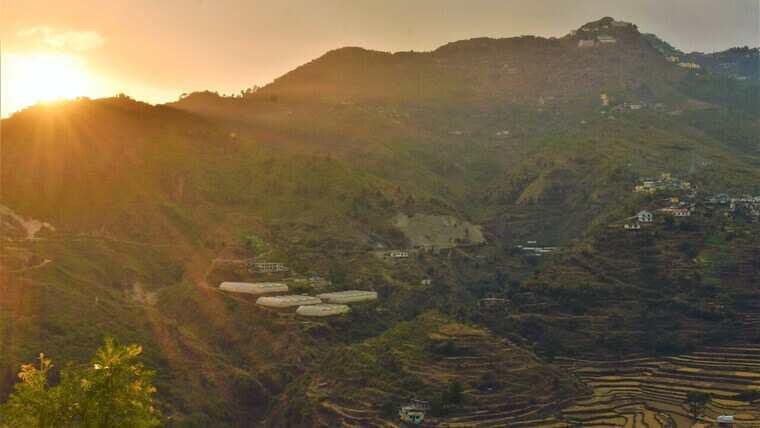 serene sunrise over the hills of mussoorie